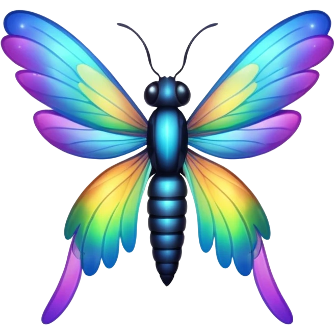 Iridescent rainbos wings, glowimg Firefly emoji