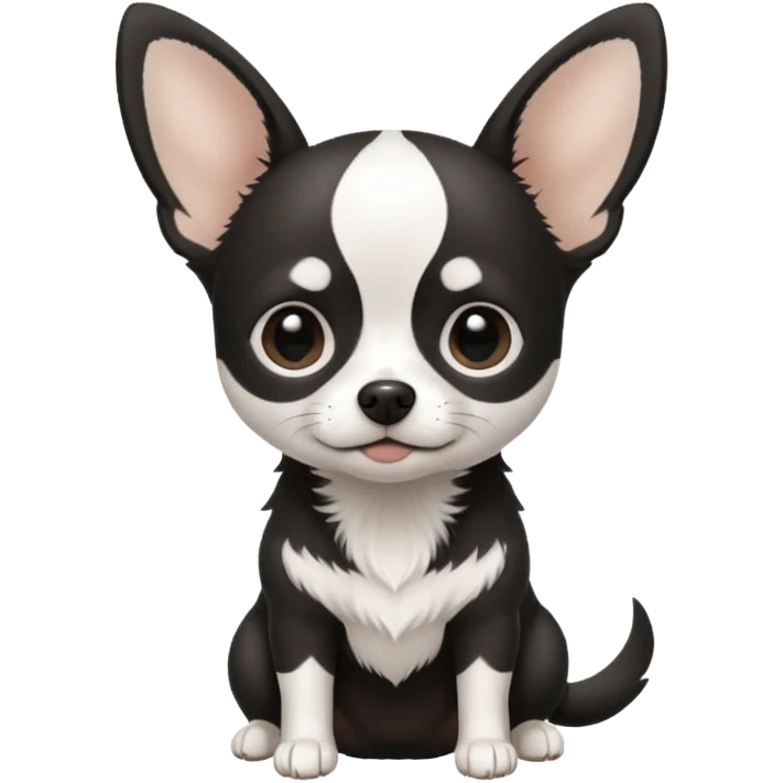 A black and white chihuahua emoji please with a  white line on the center of head and not a big line emoji
