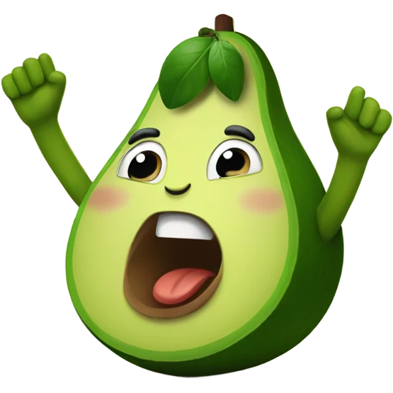 happy avocado with hands up emoji