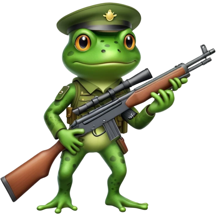A frog as a soldier holding a rifle  emoji