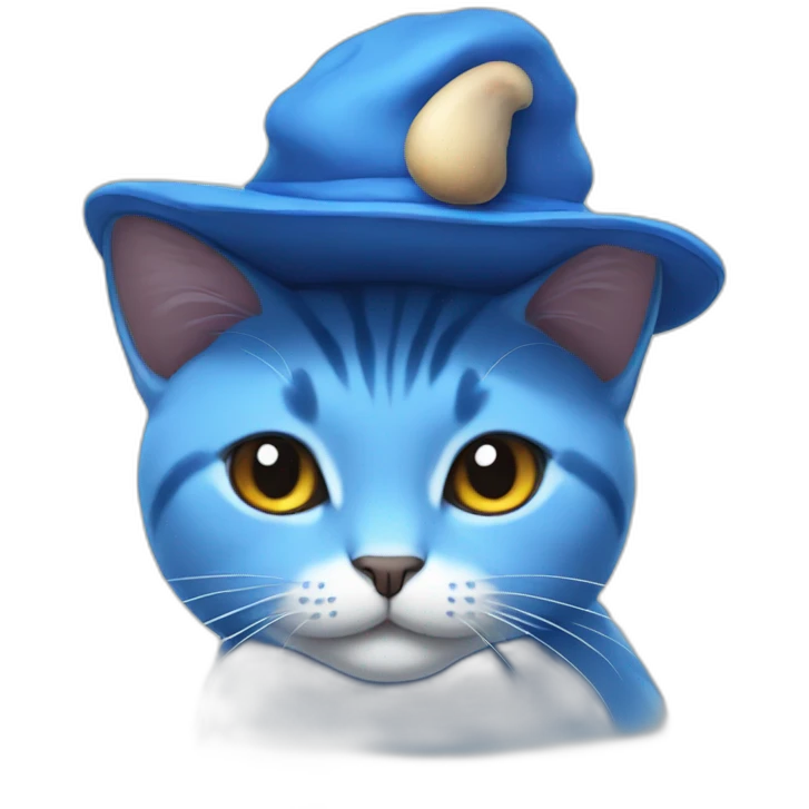 Blue cat with a mushroom hat emoji