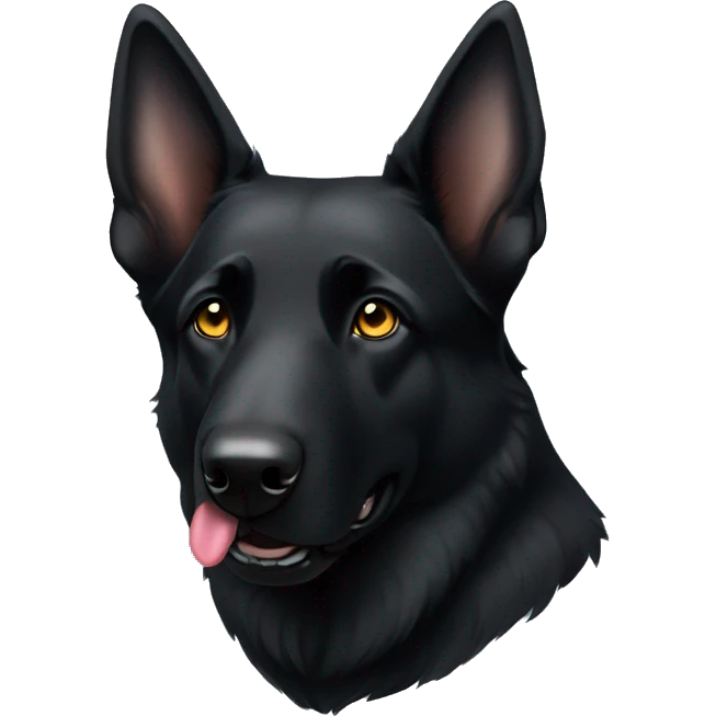 Black German shepherd with heterochromia  tilting head  emoji