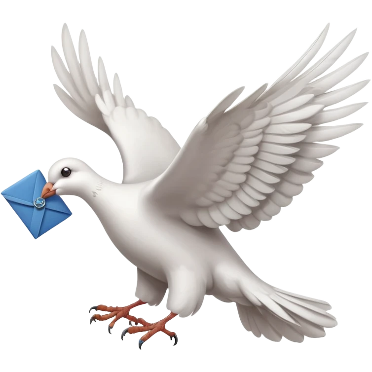 a dove with a letter, in paws emoji
