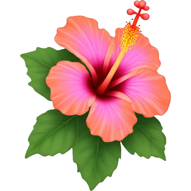 Hibiscus flower with petals of orange and pink emoji