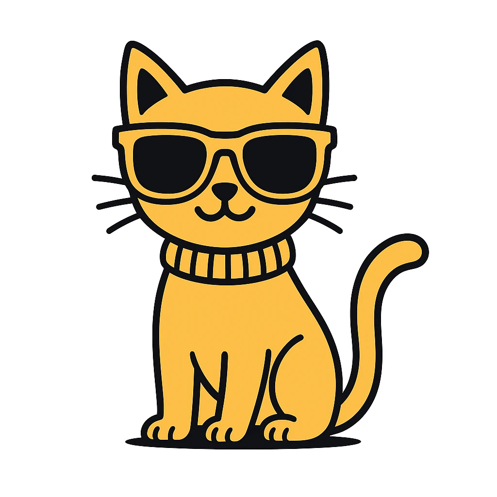 A cat wearing sunglasses in yellow color emoji