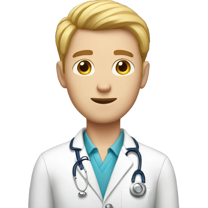 Tired-looking young white guy veterinarian  emoji