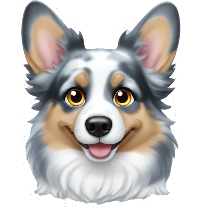 Blue Merle corgi with a blue eye emoji