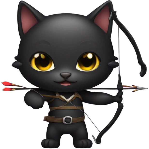 Black cat archer wielding a bow and arrow  emoji