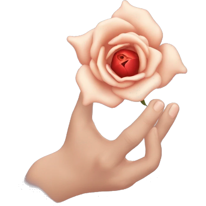 An image of a hand with a large rose thorn stuck in the skin, causing a slight distortion around the wound emoji