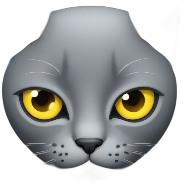 Face of gray cat with yellow eyes looking at you really brutal emoji