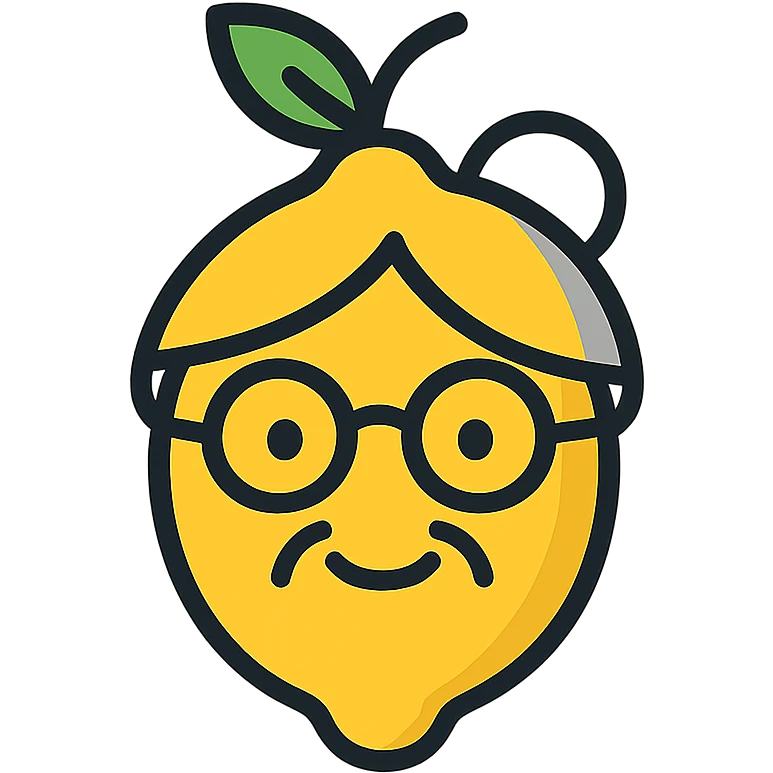 a lemon with grandmotherly features emoji