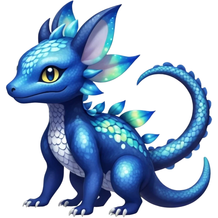 Colorful Iridescent Exotic Nebulae Salandit-Meowstic-Amaura-Fakémon-hybrid-creature (full body)  emoji