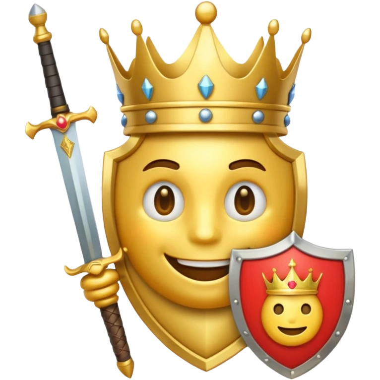 Powerful emoji with sword, shield and crown emoji
