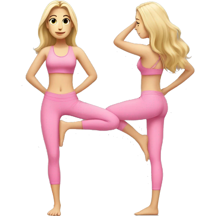 full body yoga white girl long hair pink wear emoji