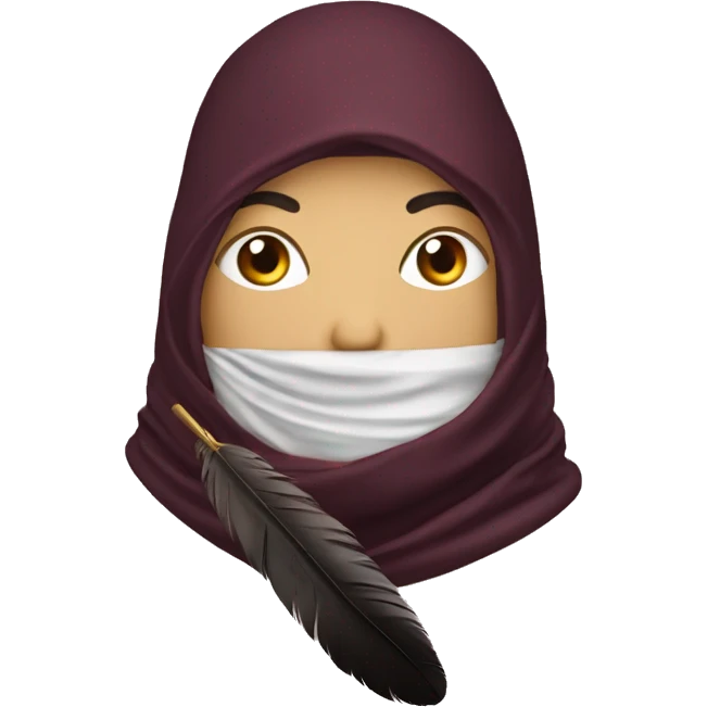 a feather quill and an open  SCROLL burqundy emoji