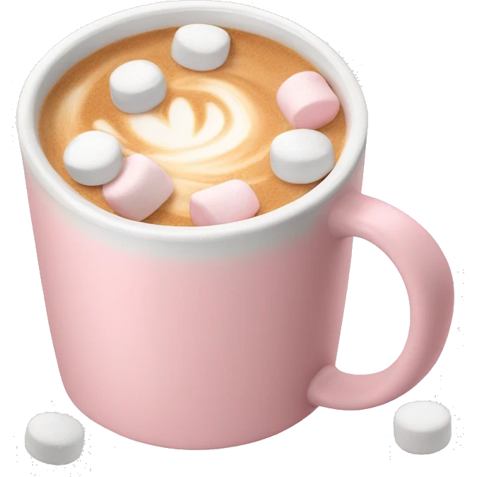 Light Pink mug of latte with marshmallows  emoji