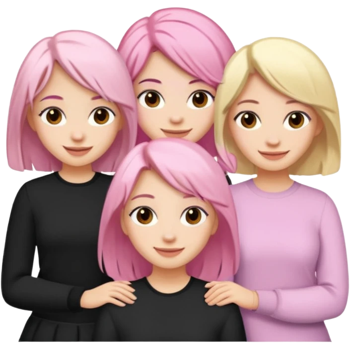 Girlfriend emoji - 5 white girlfriends, 1 with pale pink hair, 2 with black hair, 1 with medium blonde hair  emoji