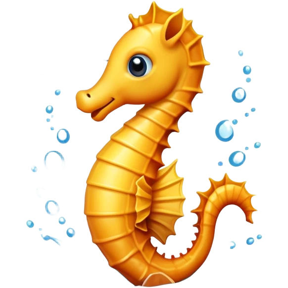A funny seahorse wiggles through the water with a silly smile and a twisty little dance emoji