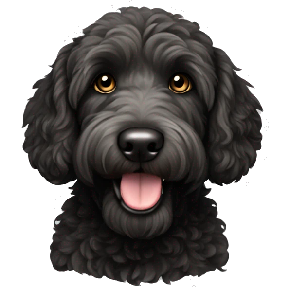 Black goldendoodle dog emoji