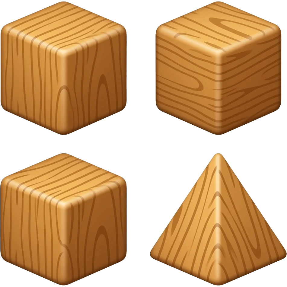 Wooden building block shapes emoji