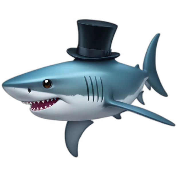 Shark with a top hat emoji