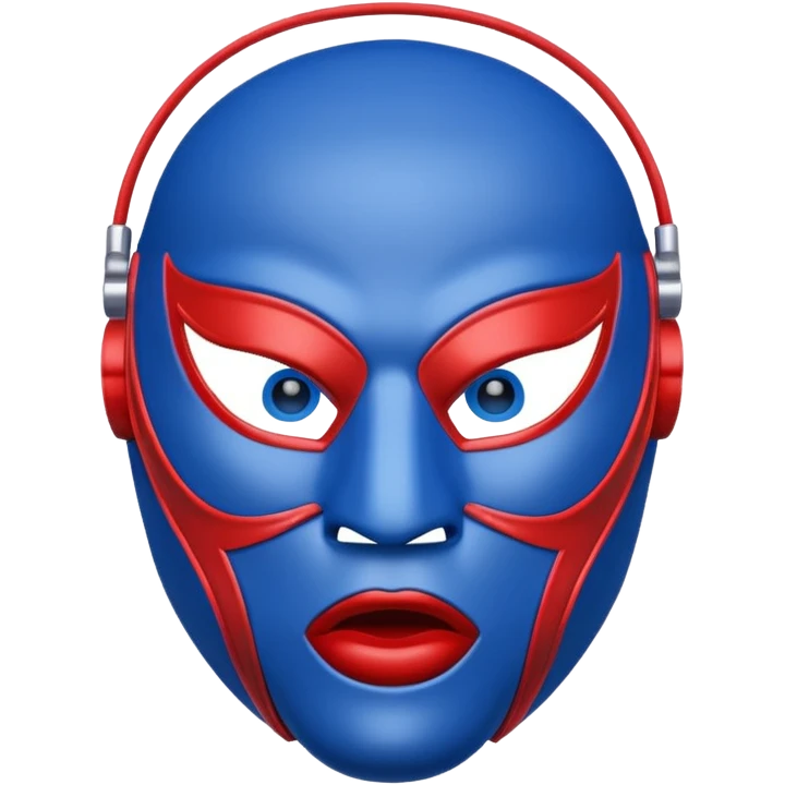 haz un luchador de lucha libre, solo la mascara azul con detalles rojos en los ojos, boca y nariz emoji
