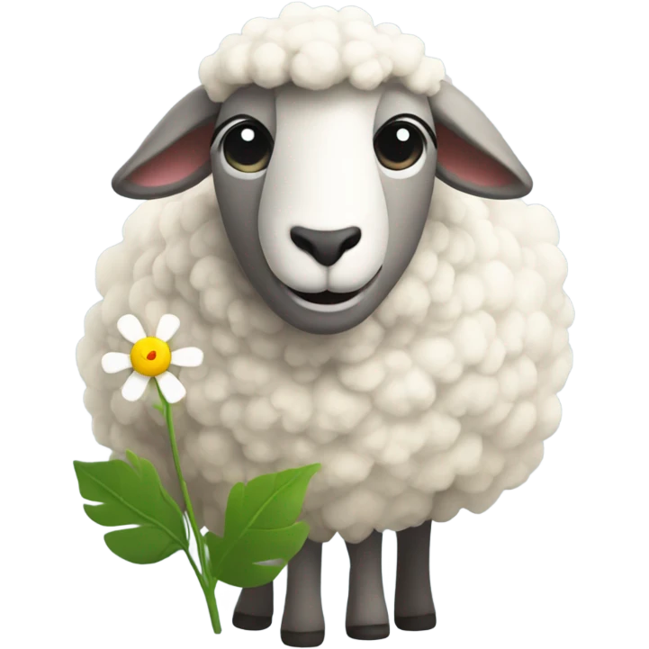 sheep with a flower on its hrad emoji
