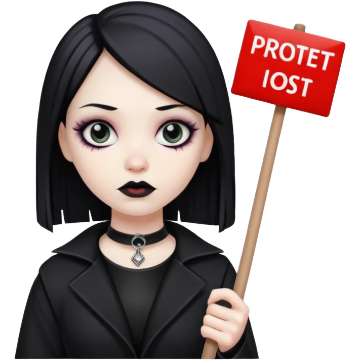 goth woman with protest sign emoji