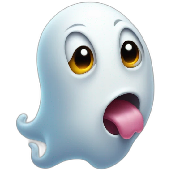 a funny little ghost who sticks out his tongue emoji