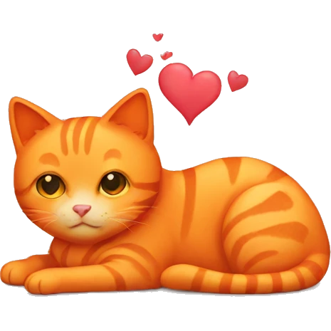 Orange cat with a heart pillow  emoji
