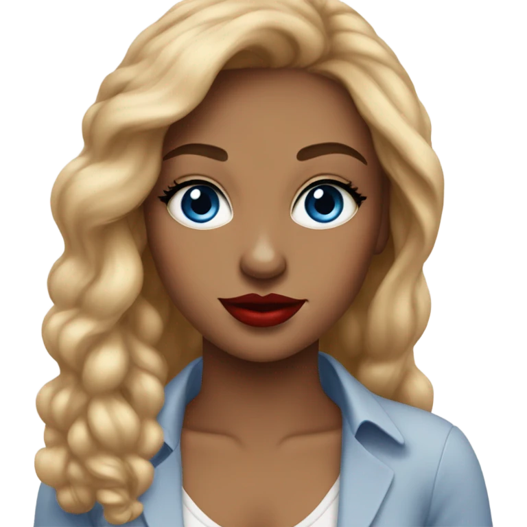 Auburn girl with red lips blue eyes  emoji
