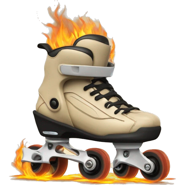 a beige rollerblade inline skate leaving fire traces from their wheels, just the object itself emoji