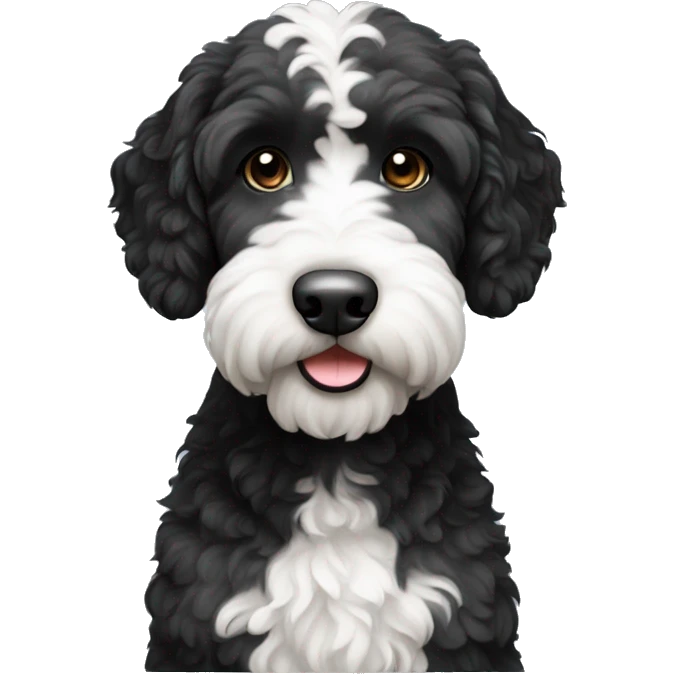 Black and white labradoodle emoji