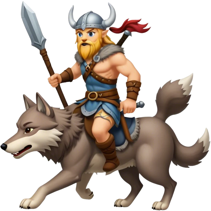 Viking Warrior Riding A Wolf  emoji
