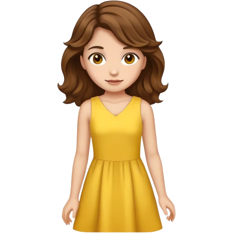 Girl with brown wavy hair, brown eyes and yellow dress  emoji