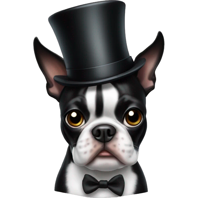 Boston terrier with top hat emoji