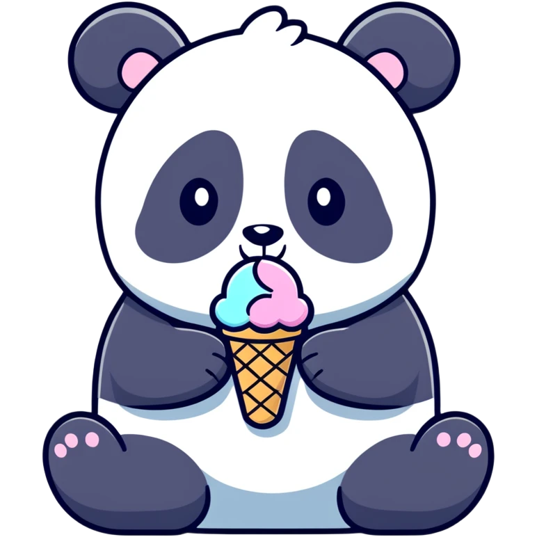 Panda eating ice cream emoji
