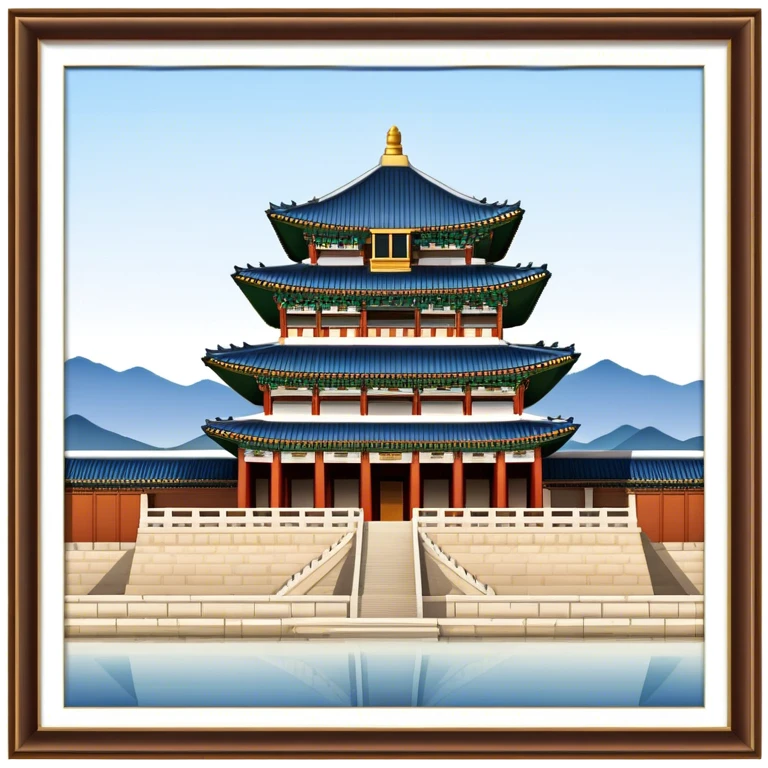 Cinematic Realistic Gyeongbokgung Palace Landmark Emoji, depicted with regal historic architecture rendered with intricate detail and majestic, dynamic lighting. emoji