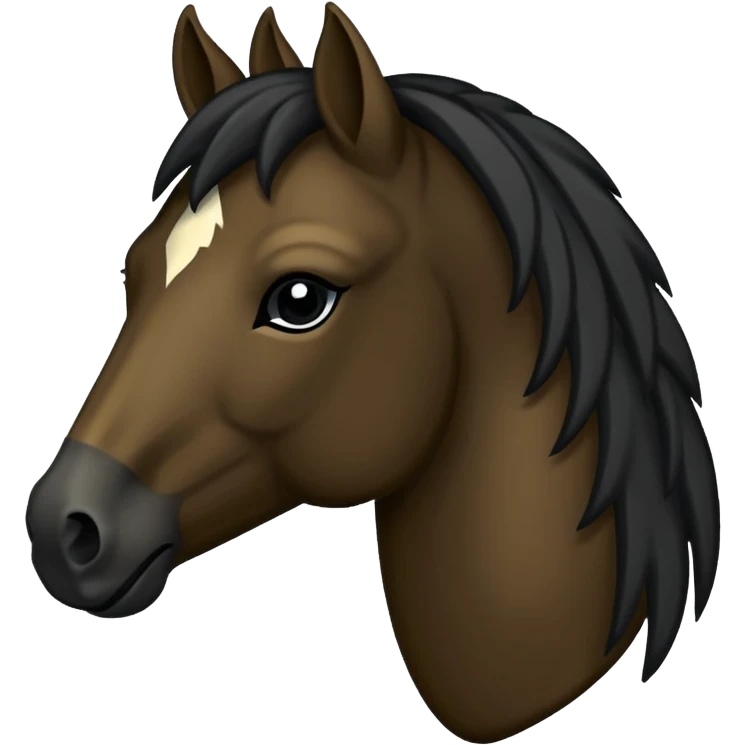 DunkelBraunes Pferd mit langer schwarzer Mähne emoji
