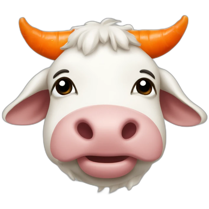 Une vache avec des carottes à la place des cornes emoji