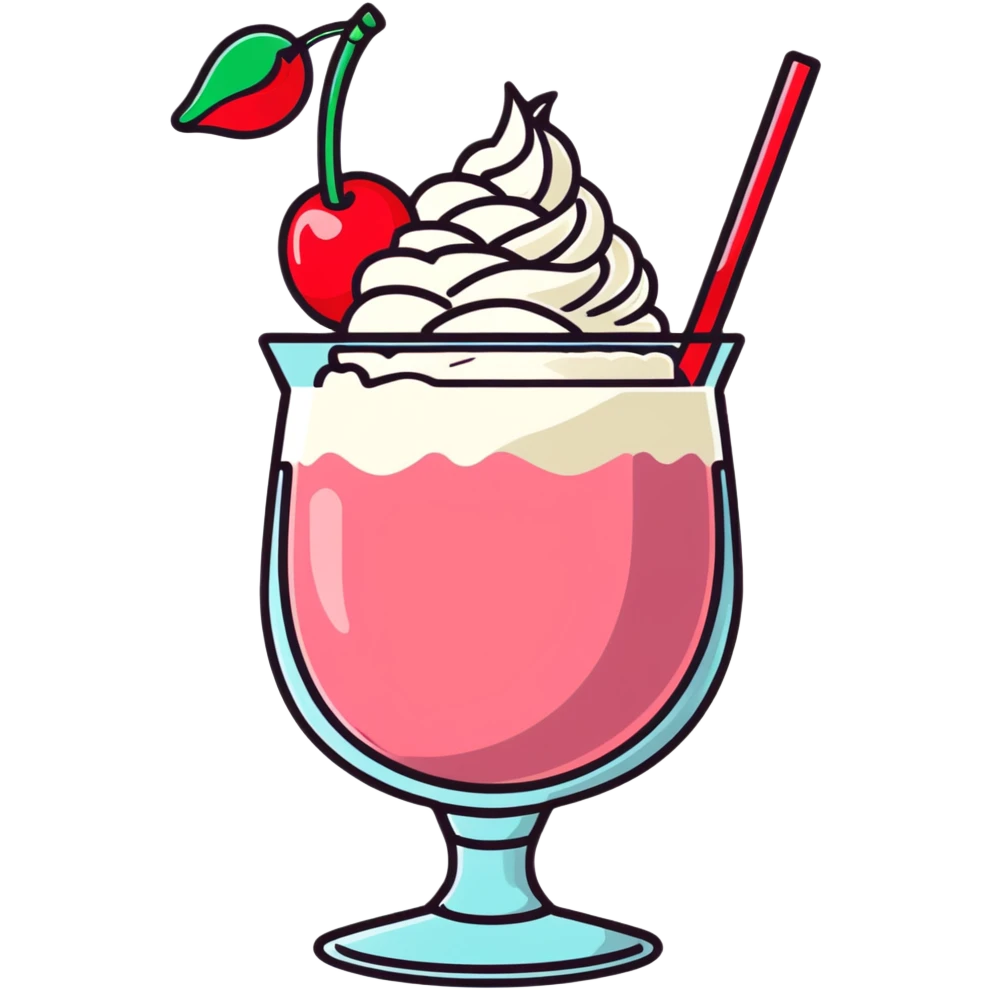 fancy pink frozen cocktail with whipped cream top and cherry emoji