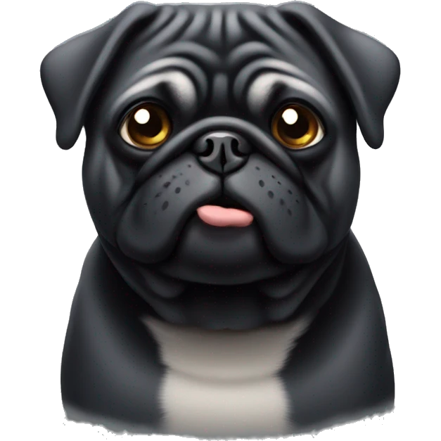 fat black old pug with grey face emoji