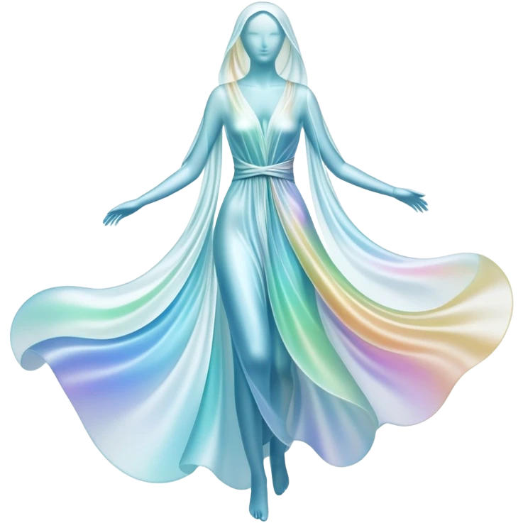 Ethereal flowing lines forming a clothing silhouette shape, abstract fluid style essence symbol, wardrobe identity flowing into form emoji