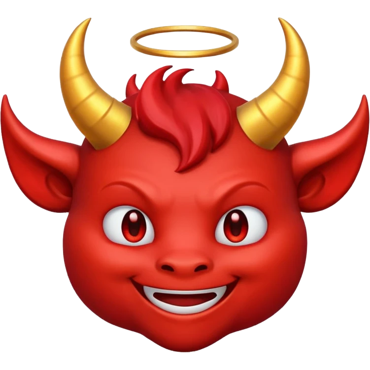 A friendly devil emoji with a halo on top of his horns emoji