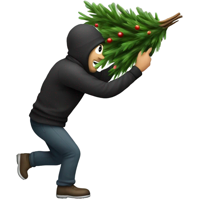 Thief stealing a Christmas tree emoji