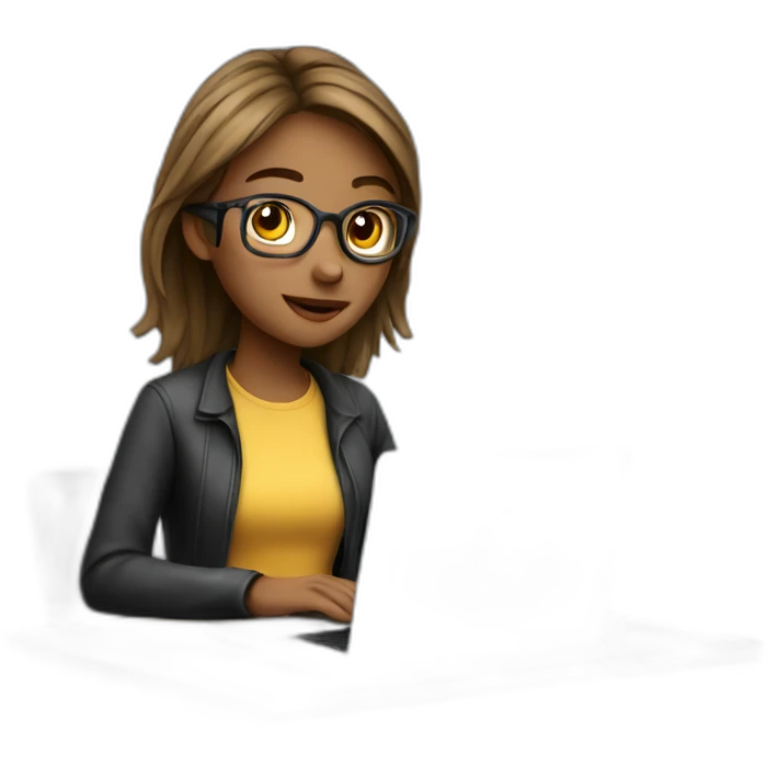 programmer girl work with MacBook emoji