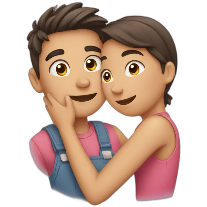 Boy and girl hugging emoji