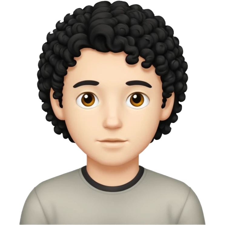 White boy with black curly hair emoji