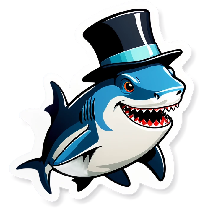 Shark with a top hat emoji