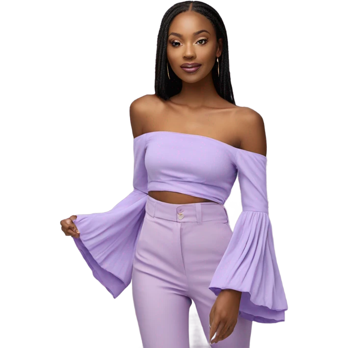 Lilac off shoulder Long sleeve top, isolated emoji